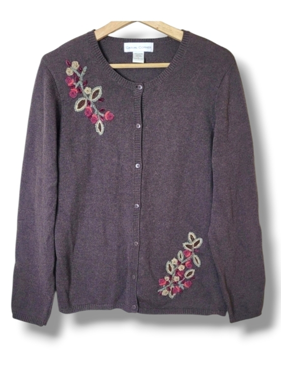 Casual Corner Sweaters - Casual Corner Vintage 90s Brown Cardigan Sweater Size Large